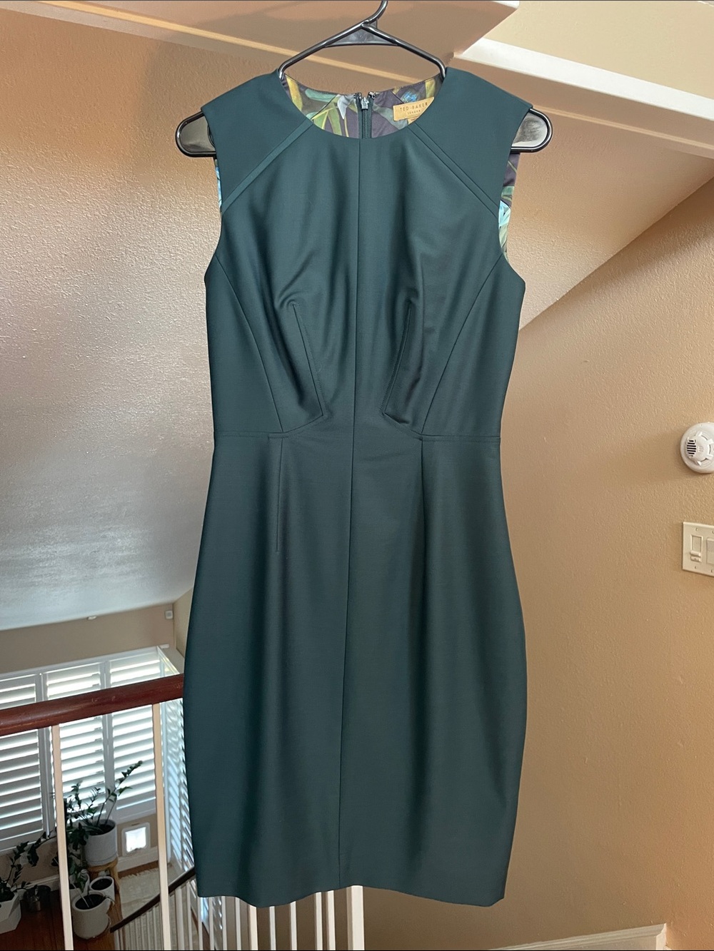 Ted Baker London Forest Green Sleeveless Sheath Dress